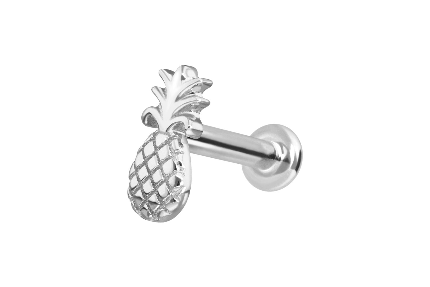 14 Karat Gold Labret Piercing mit Push Fit ANANAS